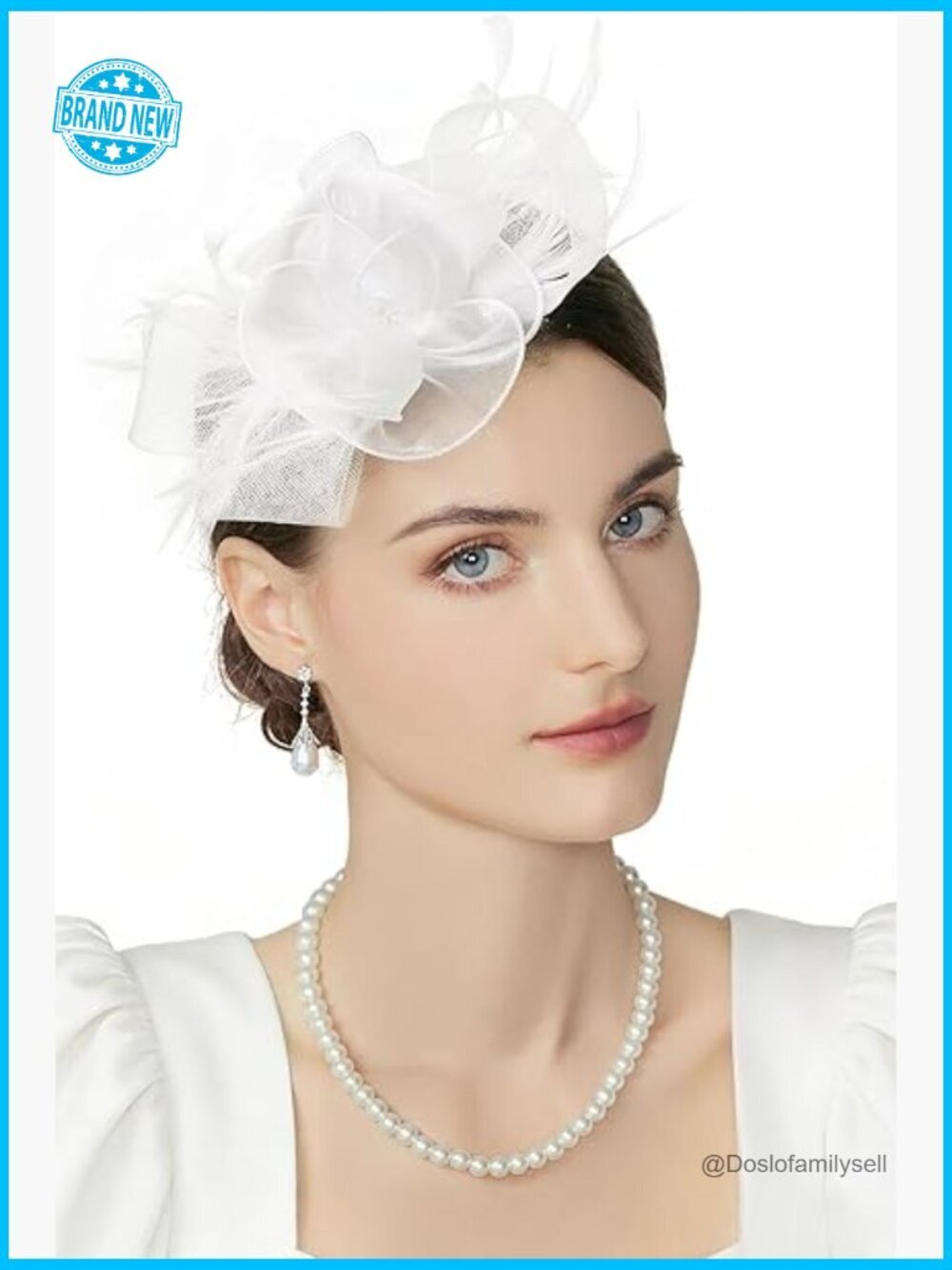 White Tulle Fascinator Derby Hat Adjustable Hair Clip Headband Wedding Tea